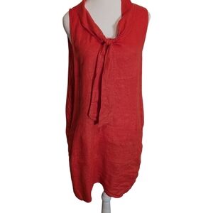 Francesca Bettini Italy Women's Coral 100% Linen Sleeveless Sundress Sz L